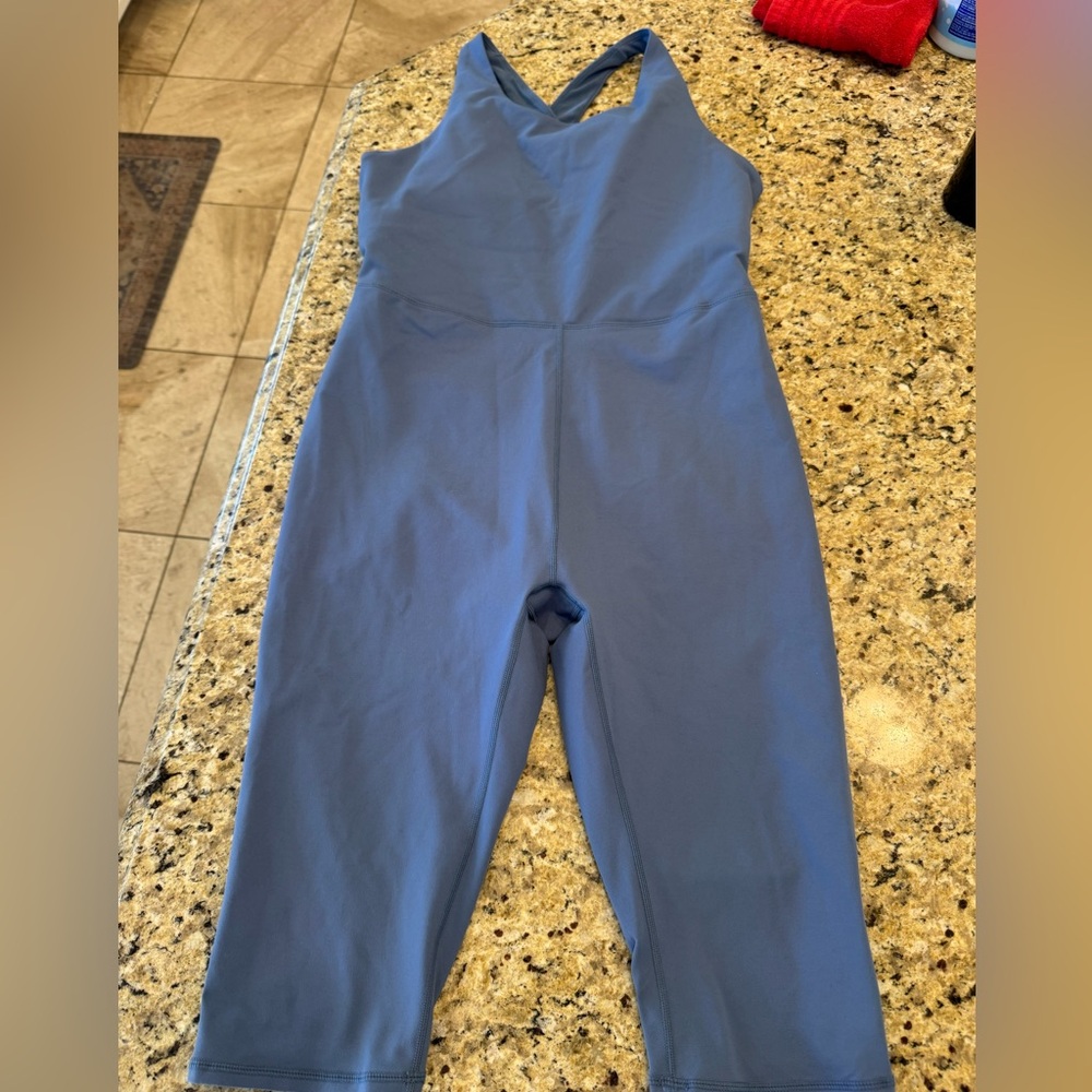 Fabletics Light Blue Xl Romper- Solid Blue Knit S… - image 1